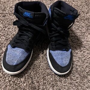 Nike High-Top Sneakers in Black and Blue Suede